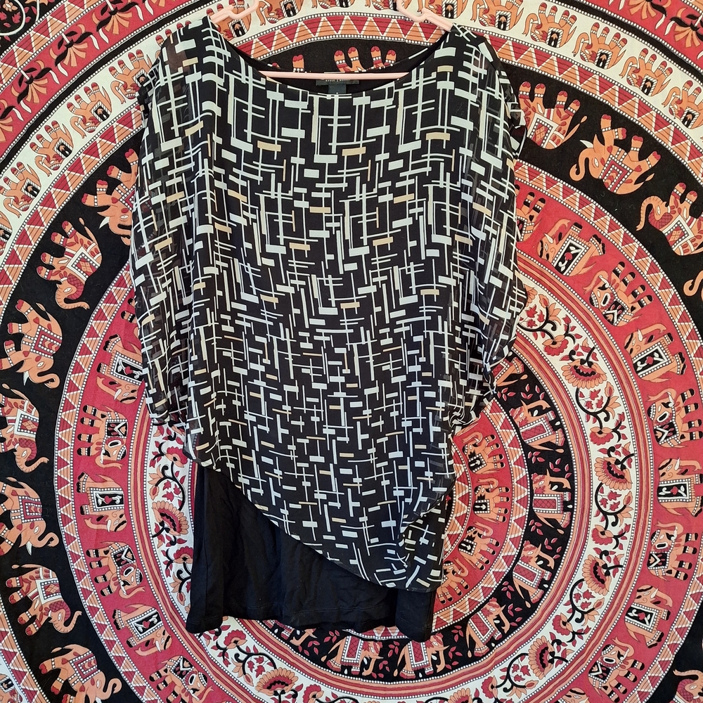 White House Black Market Sheer Layered Tunic Blouse